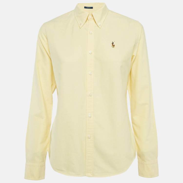 Pre Owned Ralph Lauren Yellow Cotton Slim Fit Button Front Shirt M