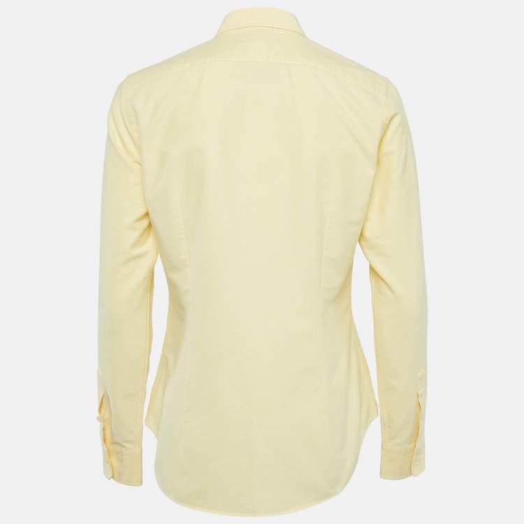 Pre Owned Ralph Lauren Yellow Cotton Slim Fit Button Front Shirt M