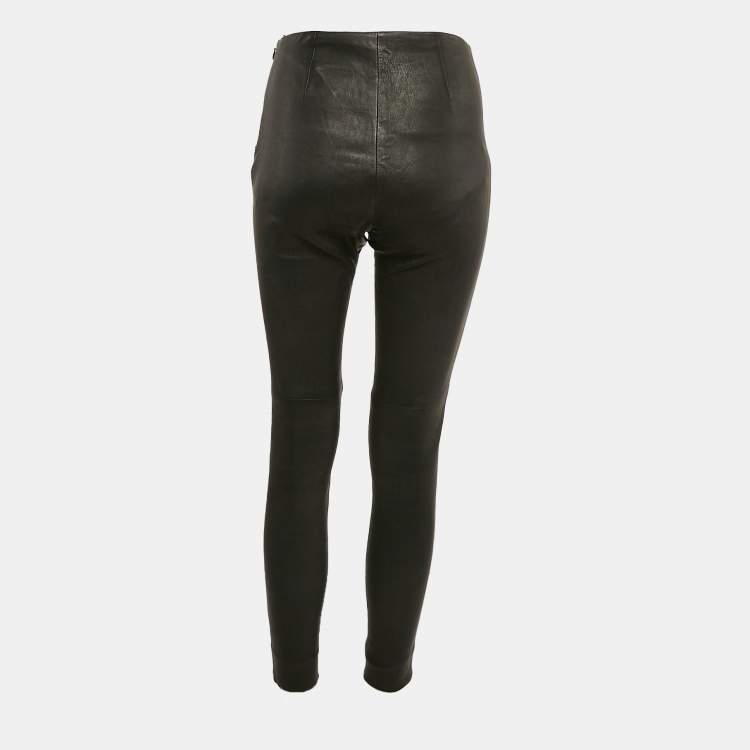 Pre Owned Ralph Lauren Black Leather Leggings M
