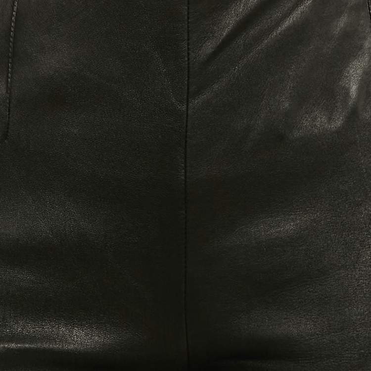 Pre Owned Ralph Lauren Black Leather Leggings M