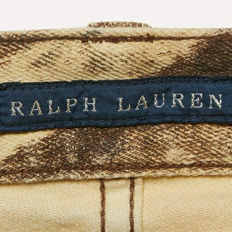 Pre Owned Ralph Lauren Brown Animal Print Denim Jeans M Waist 28"