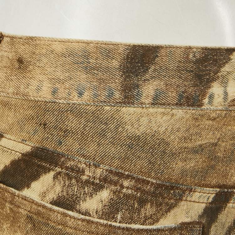Pre Owned Ralph Lauren Brown Animal Print Denim Jeans M Waist 28"