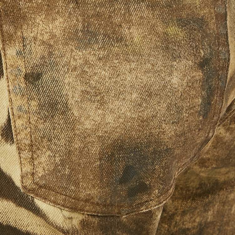 Pre Owned Ralph Lauren Brown Animal Print Denim Jeans M Waist 28"