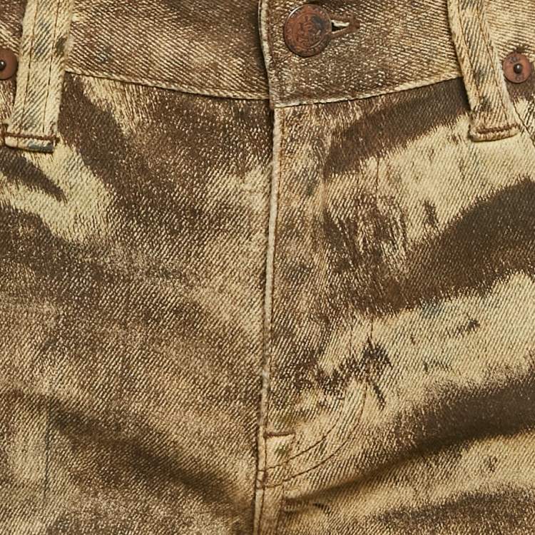 Pre Owned Ralph Lauren Brown Animal Print Denim Jeans M Waist 28"