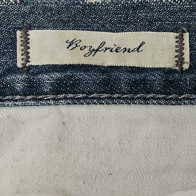 Pre Owned Ralph Lauren Blue Distressed Denim Low Waist Jeans M 33"