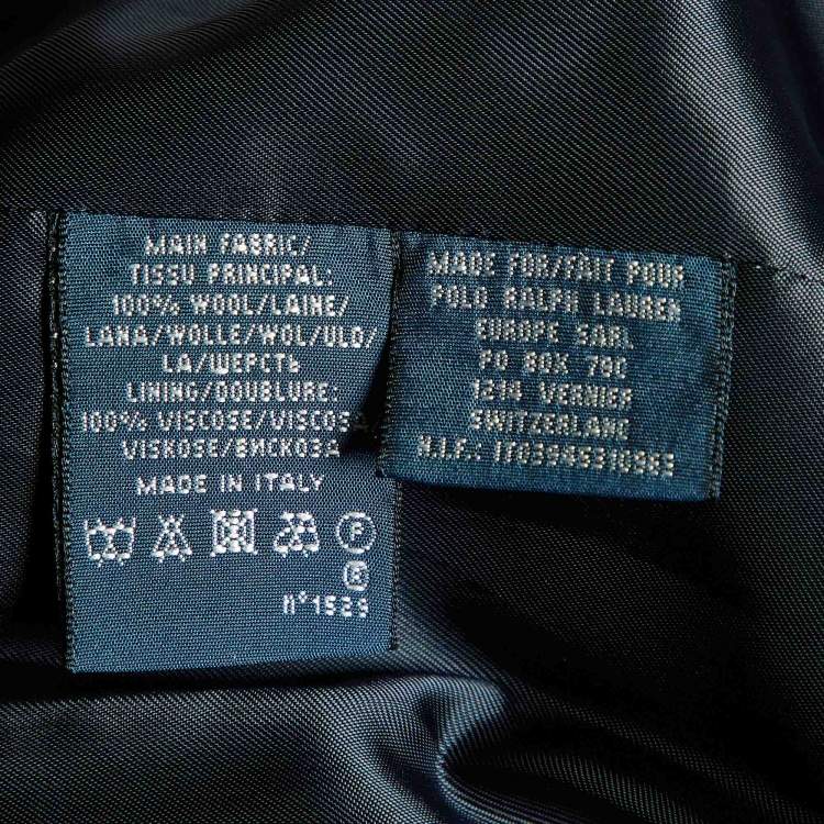 Pre Owned Ralph Lauren Black Wool Logo Embellished Single Breasted Blazer L