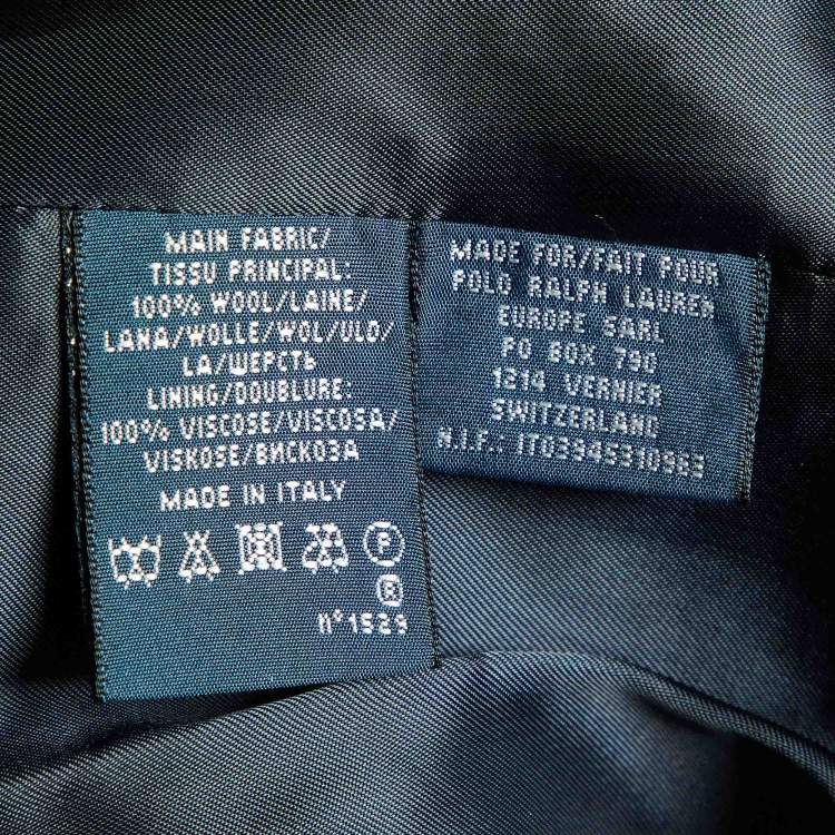 Pre Owned Ralph Lauren Black Wool Logo Embellished Single Breasted Blazer L