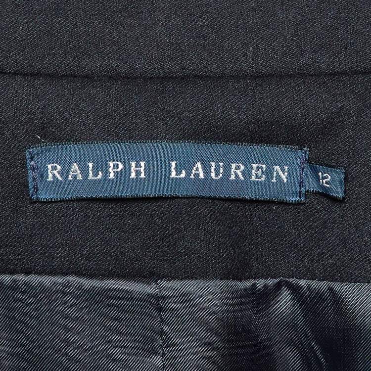 Pre Owned Ralph Lauren Black Wool Logo Embellished Single Breasted Blazer L