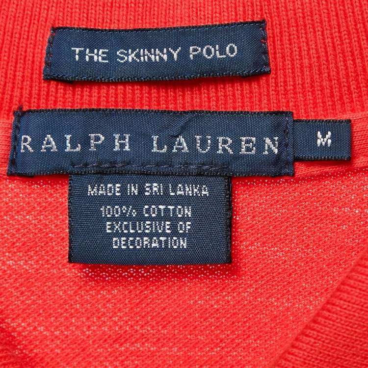 Pre Owned Ralph Lauren Red Cotton Pique Applique Detail Polo T-Shirt M