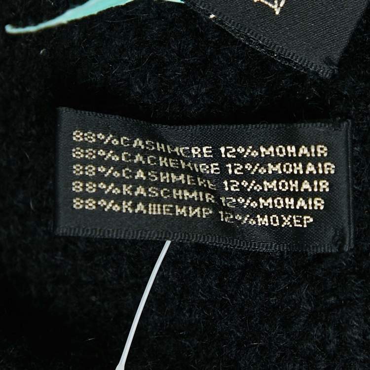 Pre Owned Ralph Lauren Black Cashmere Knit Ruffled Mid-Length Coat L