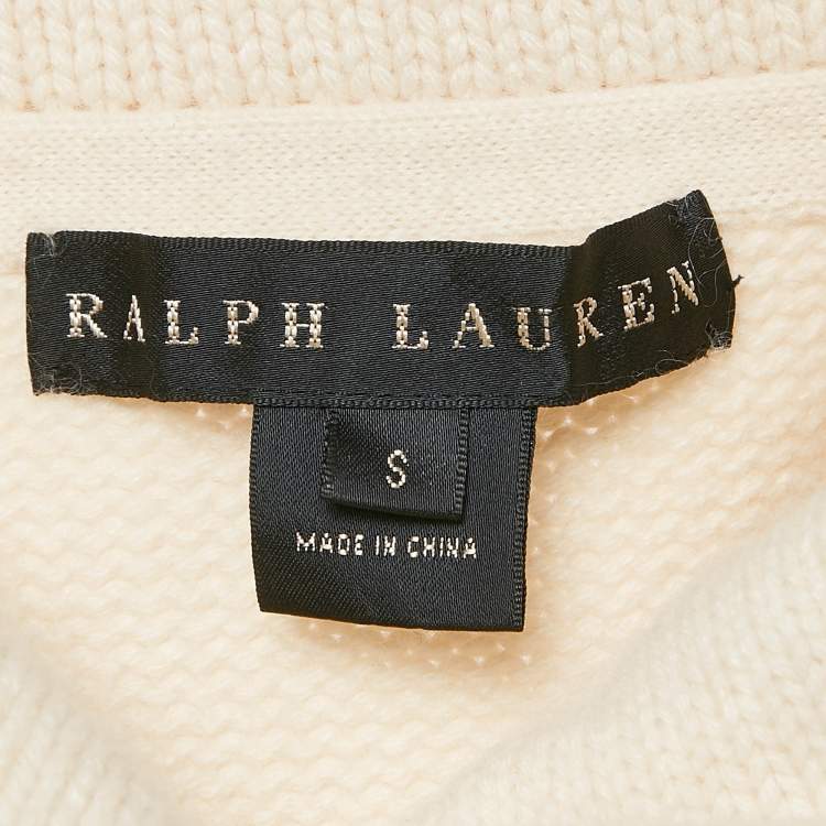 Pre Owned Ralph Lauren Cream Wool Knit Buckle Detail Cape S
