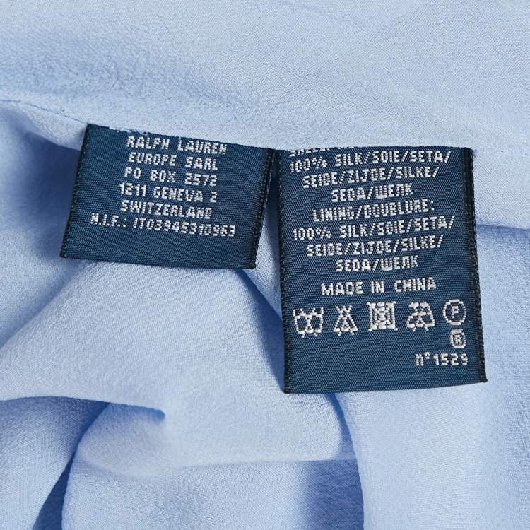 Pre Owned Ralph Lauren Blue Plisse Silk Maxi Skirt S