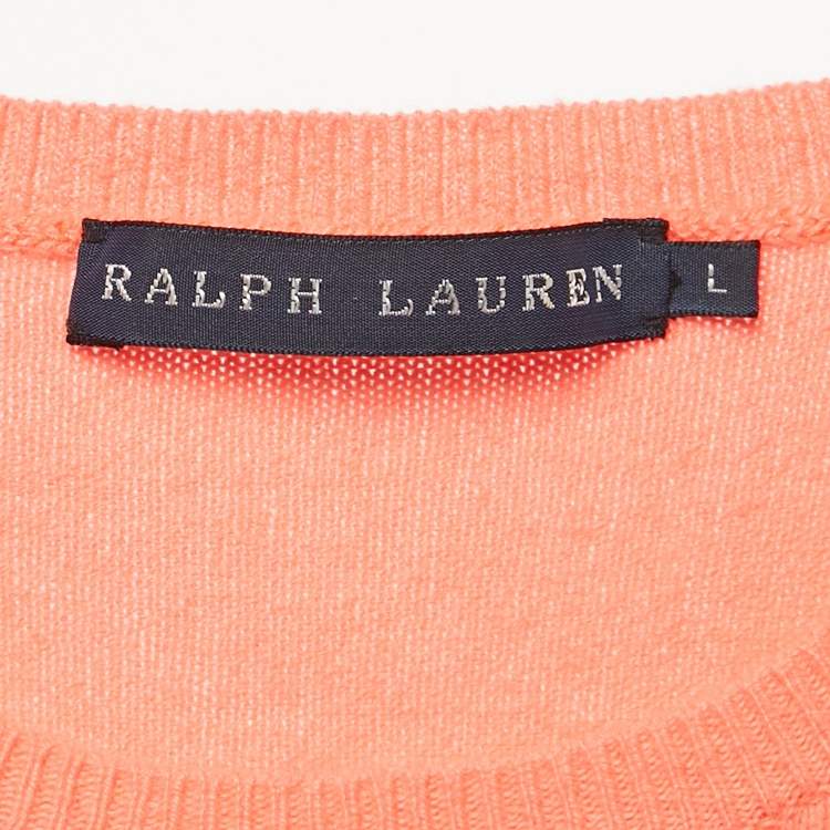 Pre Owned Ralph Lauren Orange Cashmere Crew Neck Sweater L