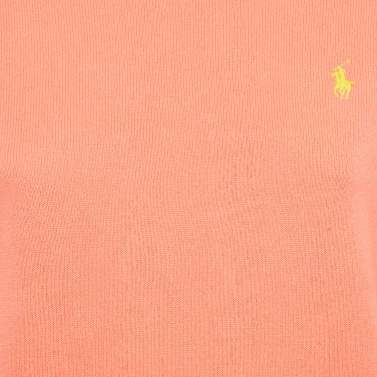 Pre Owned Ralph Lauren Orange Cashmere Crew Neck Sweater L