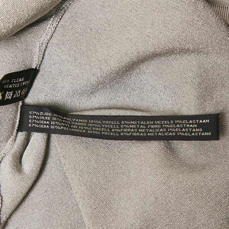 Pre Owned Ralph Lauren Grey Lurex Knit Tie-Up Halter Neck Top M