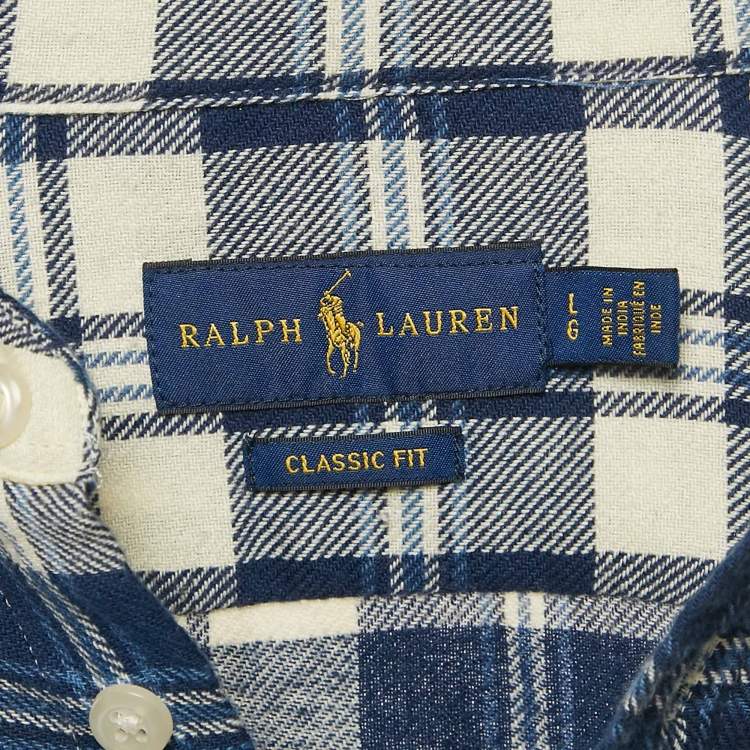 Pre Owned Ralph Lauren Blue Tartan Checks Cotton Classic Fit Shirt L