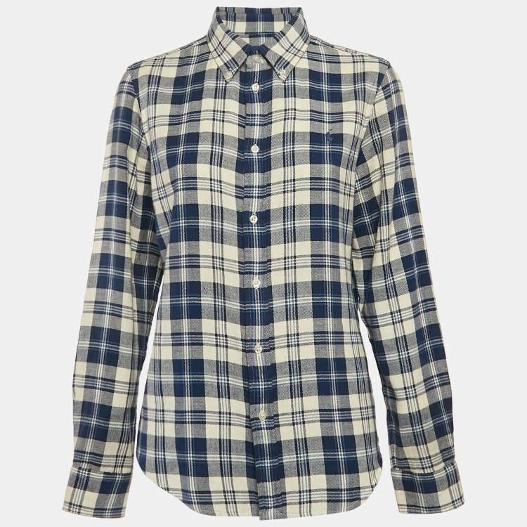 Pre Owned Ralph Lauren Blue Tartan Checks Cotton Classic Fit Shirt L
