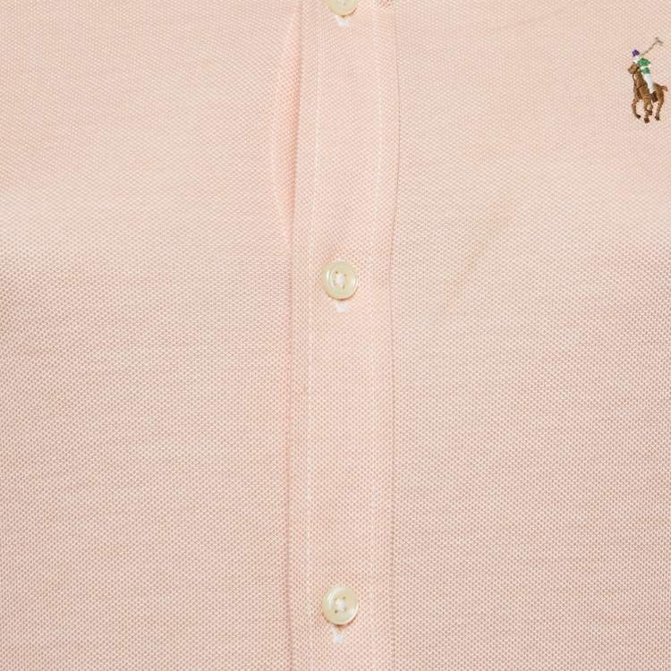Pre Owned Ralph Lauren Light Orange Cotton Knit Button Front Shirt XS