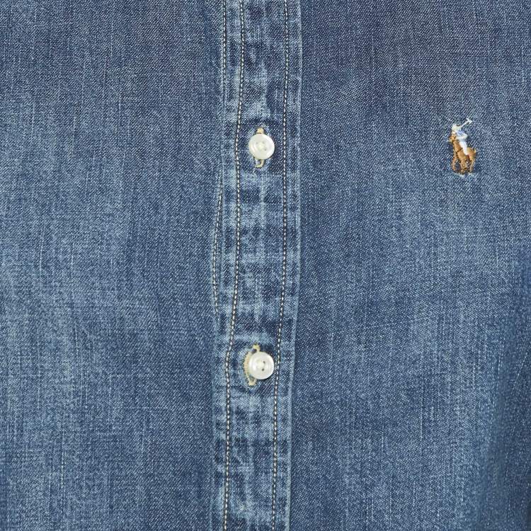Pre Owned Ralph Lauren Blue Denim Button Front Shirt XS