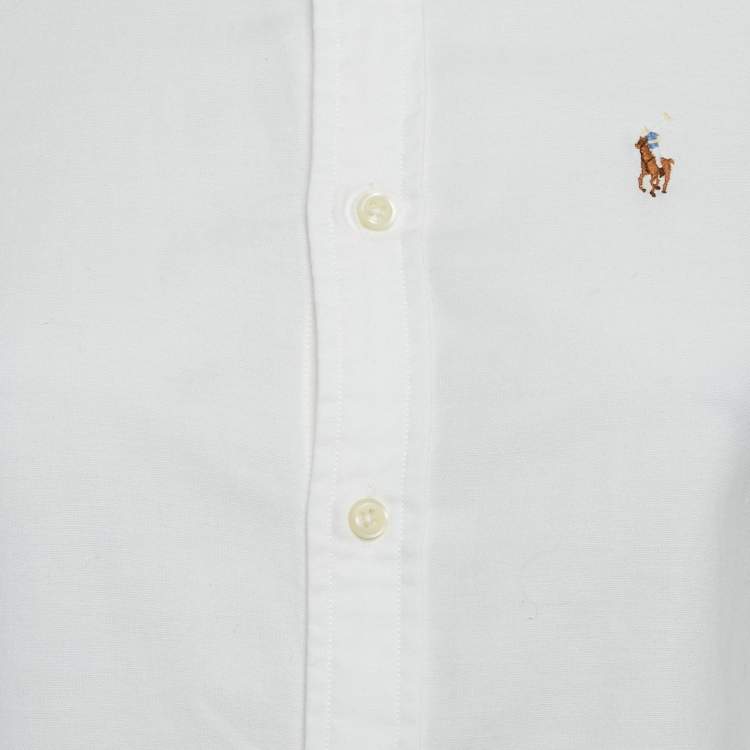 Pre Owned Ralph Lauren White Cotton Button Front Slim Fit Shirt S