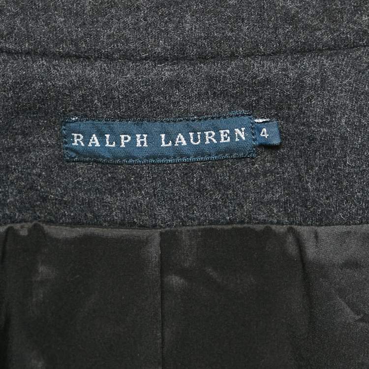 Pre Owned Ralph Lauren Grey Felt Wool Crest Detail Blazer M