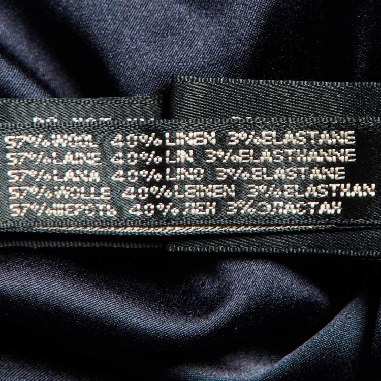 Pre Owned Ralph Lauren Navy Blue Wool & Linen Pencil Skirt M