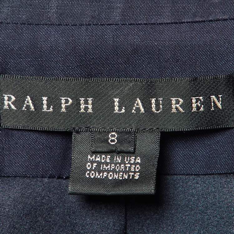 Pre Owned Ralph Lauren Navy Blue Wool & Linen Blazer M 