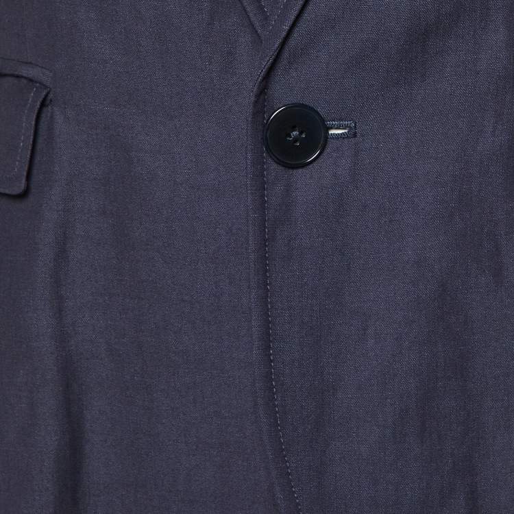 Pre Owned Ralph Lauren Navy Blue Wool & Linen Blazer M 