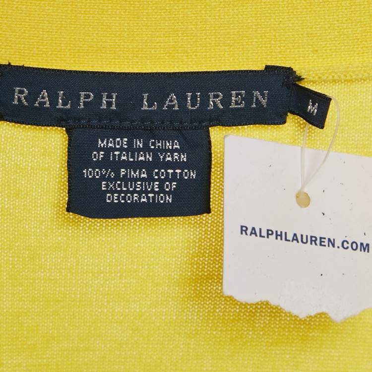 Pre Owned Ralph Lauren Yellow Cotton Button Front Cardigan M