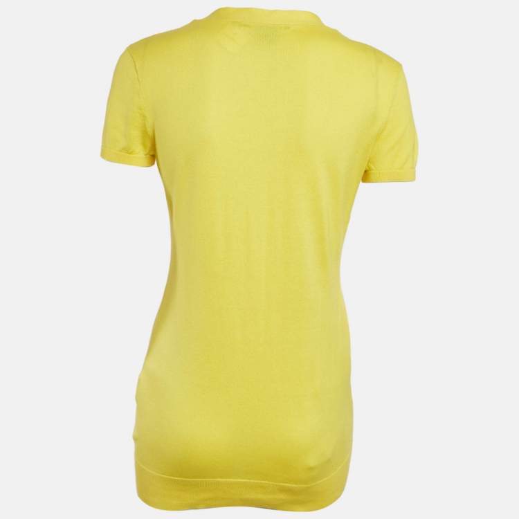 Pre Owned Ralph Lauren Yellow Cotton Button Front Cardigan M