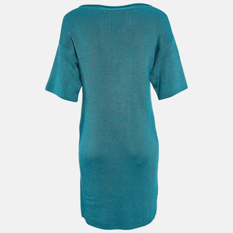 Pre Owned Ralph Lauren Blue Rib Knit Mini Dress S