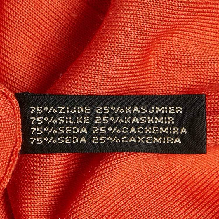 Pre Owned Ralph Lauren Orange Silk and Cashmere Long Sleeve Sweater Top L