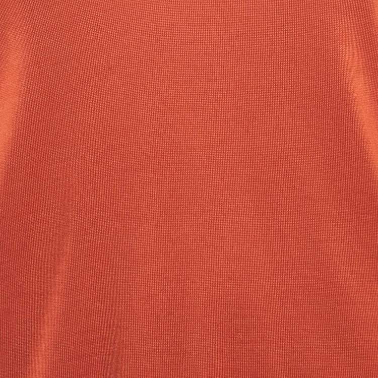 Pre Owned Ralph Lauren Orange Silk and Cashmere Long Sleeve Sweater Top L