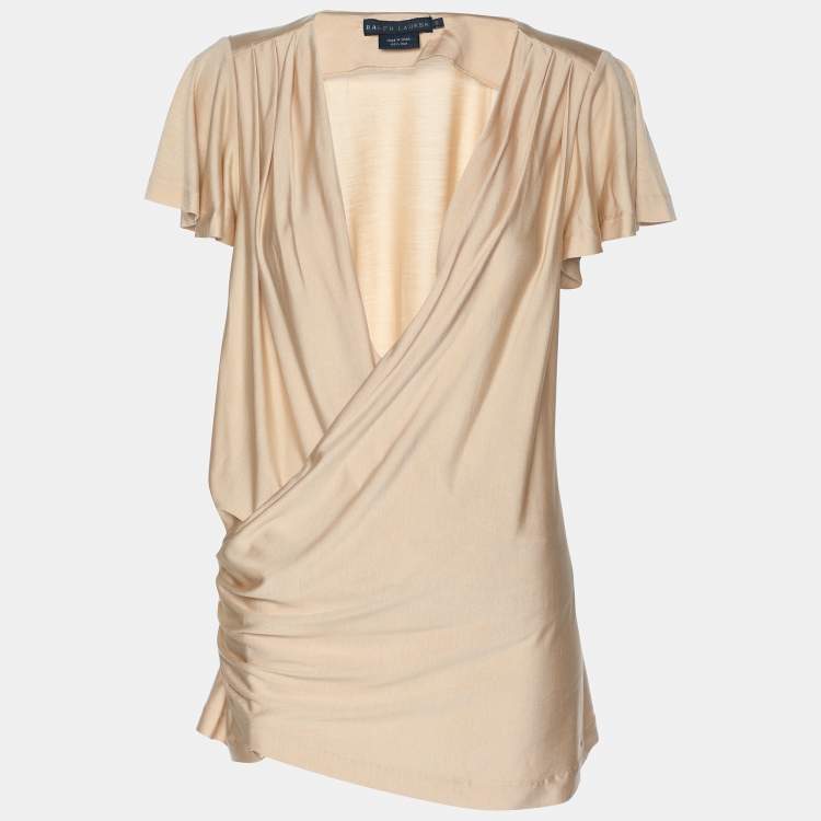 Pre Owned Ralph Lauren Beige Silk Top S