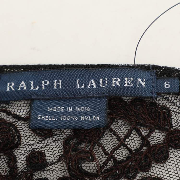 Pre Owned Ralph Lauren Black Mesh Embellished Top M