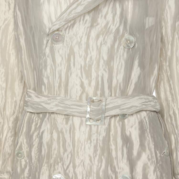 Pre Owned Ralph Lauren Grey Knitted Fabric Double Breasted Button Front Shirt S