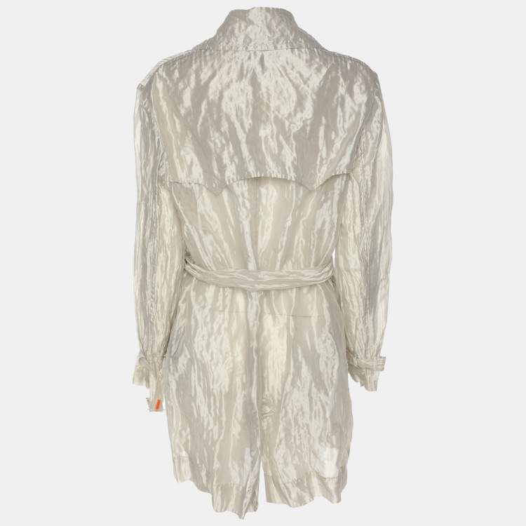 Pre Owned Ralph Lauren Grey Knitted Fabric Double Breasted Button Front Shirt S