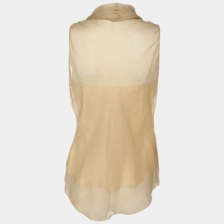 Pre Owned Ralph Lauren Gold Silk Top M