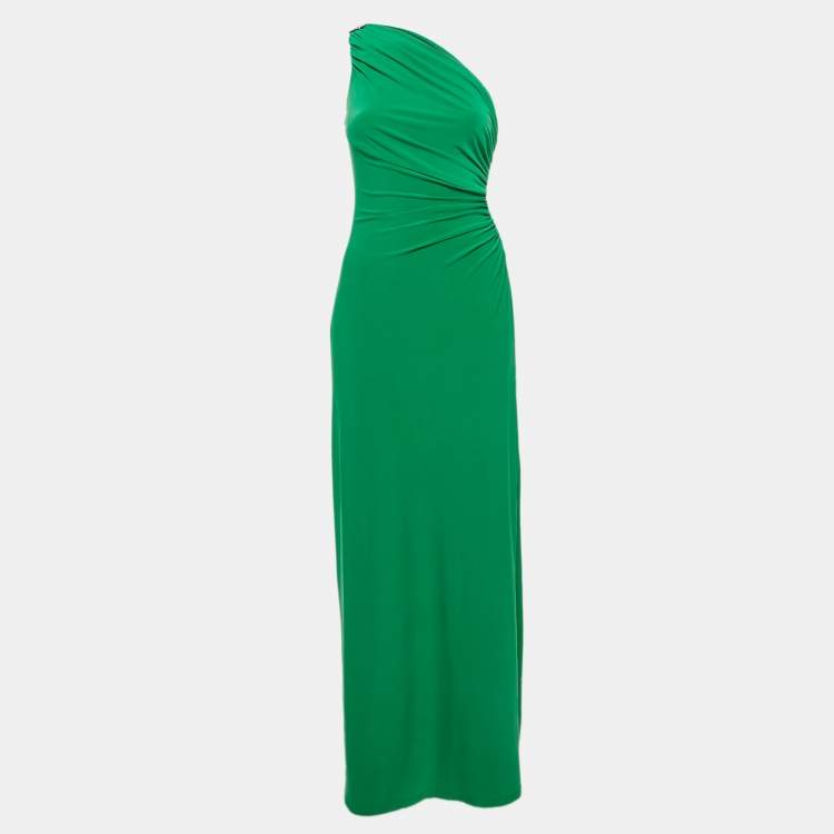 مملوكة مسبقًا Lauren Ralph Lauren Evening Green Jersey Embellished One Shoulder Cocktail Dress S