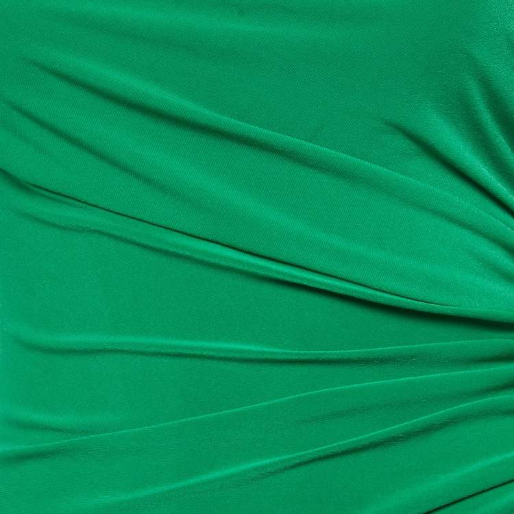 مملوكة مسبقًا Lauren Ralph Lauren Evening Green Jersey Embellished One Shoulder Cocktail Dress S