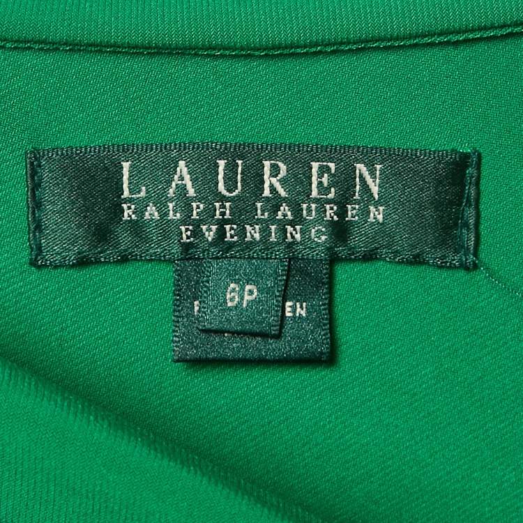 مملوكة مسبقًا Lauren Ralph Lauren Evening Green Jersey Embellished One Shoulder Cocktail Dress S
