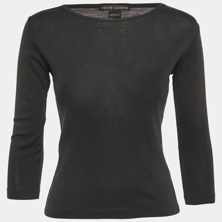 Pre Owned Ralph Lauren Black Cotton Knit Long Sleeve T-Shirt M