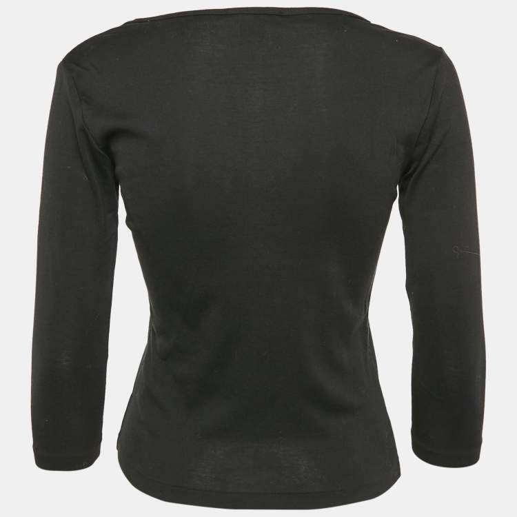 Pre Owned Ralph Lauren Black Cotton Knit Long Sleeve T-Shirt M