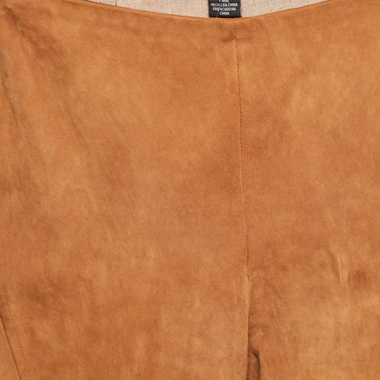 Pre Owned Ralph Lauren Brown Suede Skinny Trousers S