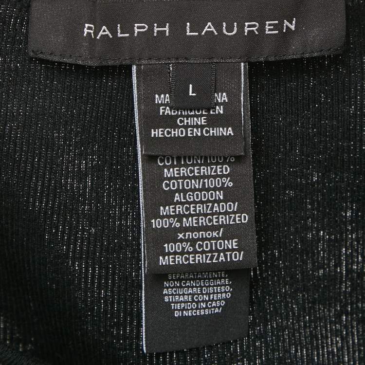 Pre Owned Ralph Lauren Black Rib Knit Cotton Tank Top L