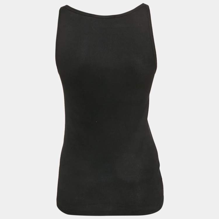 Pre Owned Ralph Lauren Black Rib Knit Cotton Tank Top L
