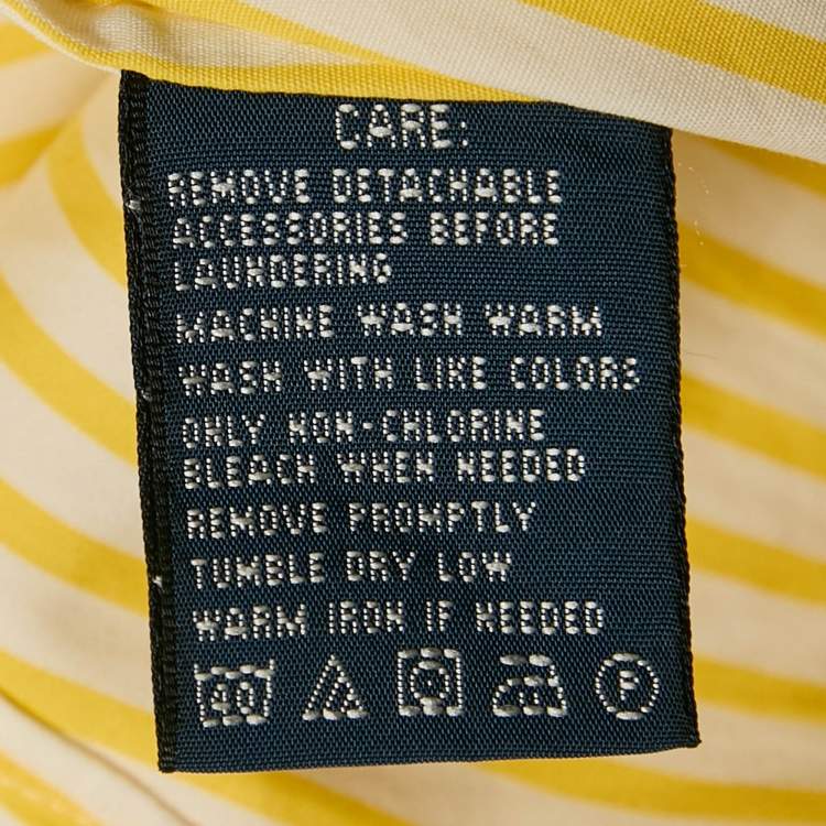 Pre Owned Ralph Lauren Yellow Striped Cotton Badge Applique Shirt M