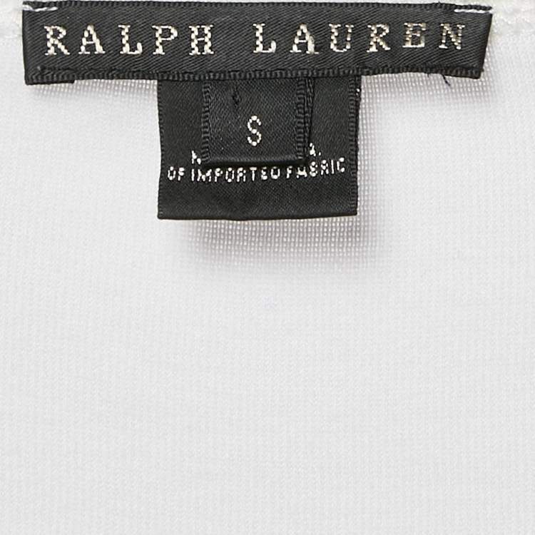 Pre Owned Ralph Lauren White Cotton Knit V-Neck Sweatshirt S