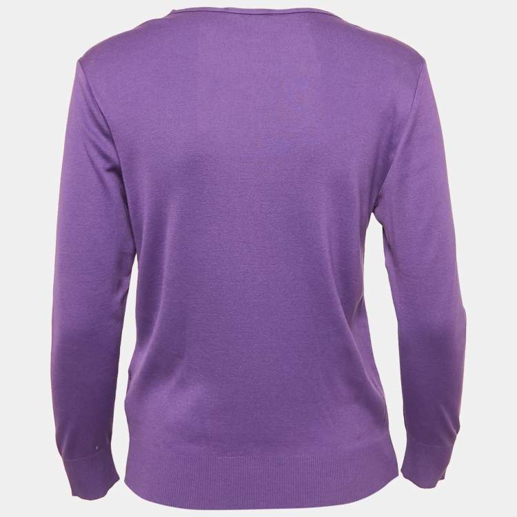 Pre Owned Ralph Lauren Purple Cotton Knit Pullover S