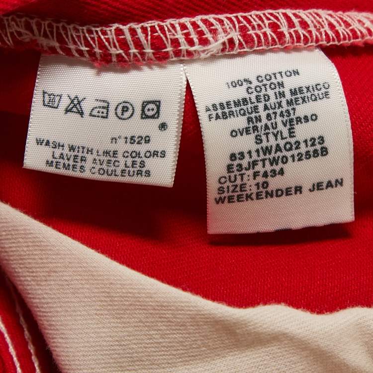 Pre Owned Ralph Lauren Red Denim Straight Leg Jeans L Waist 31"